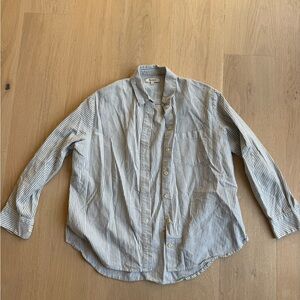 Madewell Blue and White Striped Collared Shirt